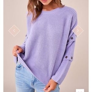 Sugar Lips Lavender Oversized Button Sweater